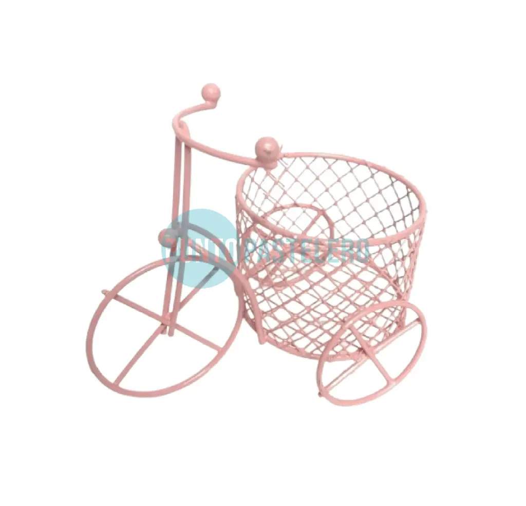 BICICLETA CANASTO REDONDO ROSA (12 X 7.5 CM)