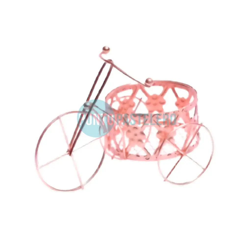 BICICLETA CANASTO REDONDO ROSA GOLD (12 X 7.5 CM)
