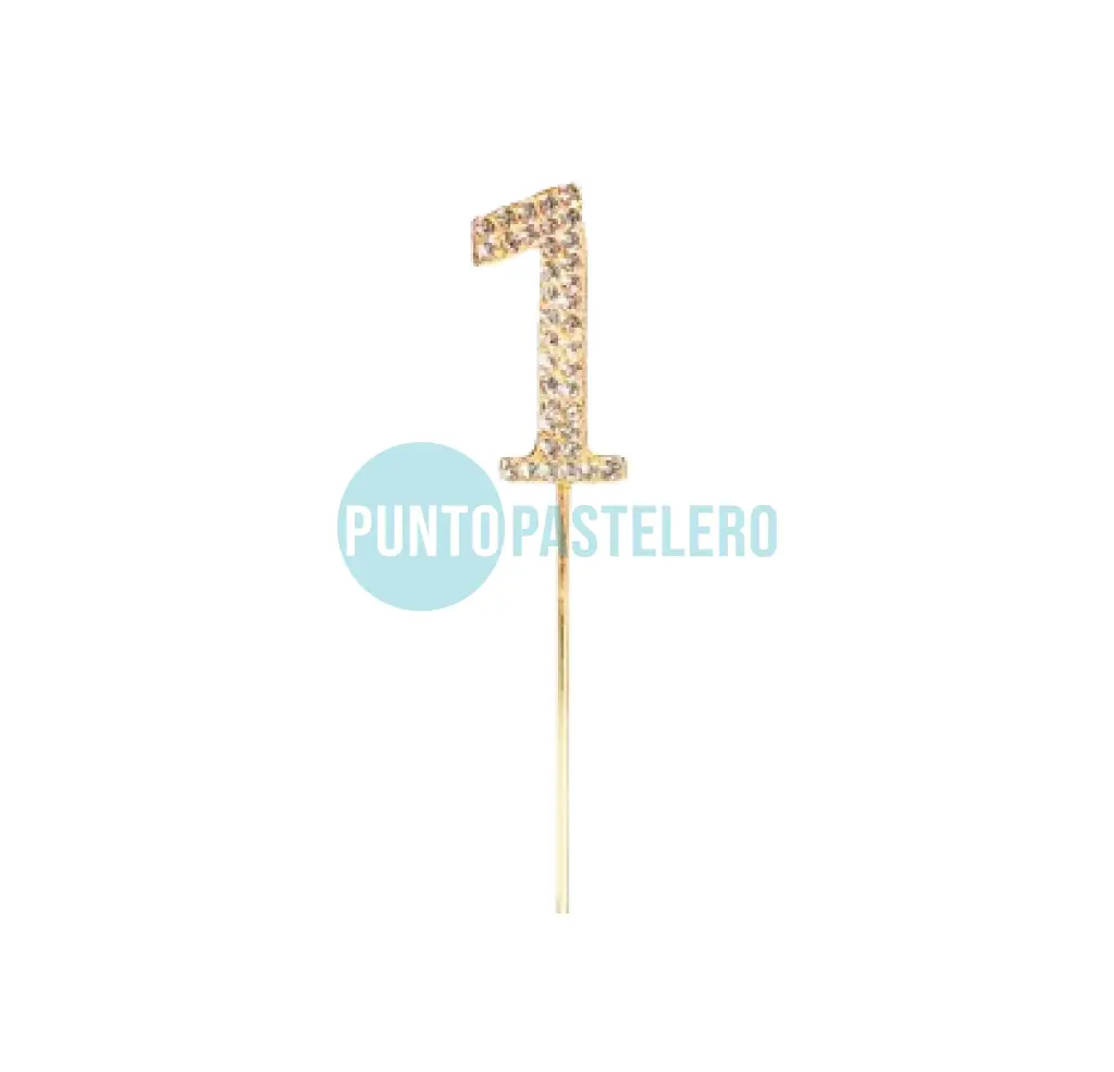 PINCHE ACRILICO NUMERO CON STRASS N°1