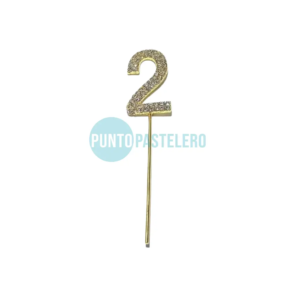 PINCHE ACRILICO NUMERO CON STRASS N°2