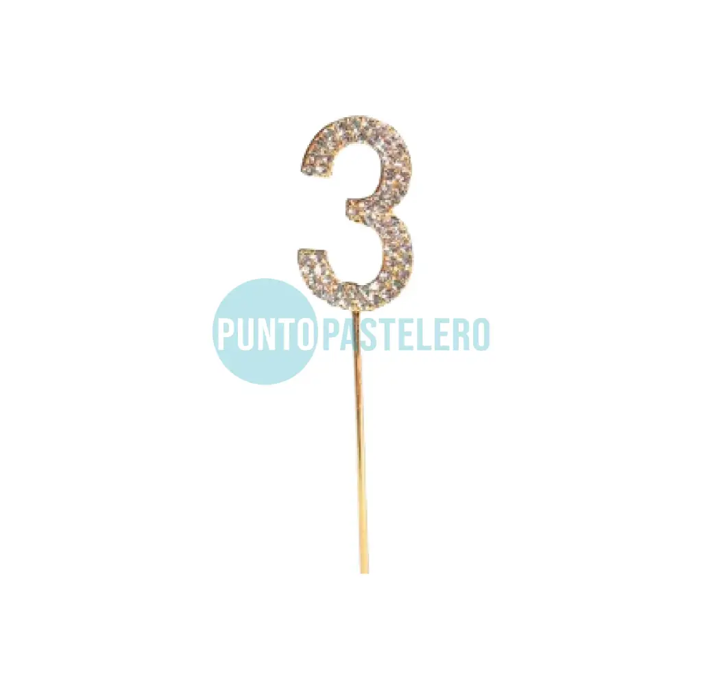PINCHE ACRILICO NUMERO CON STRASS N°3