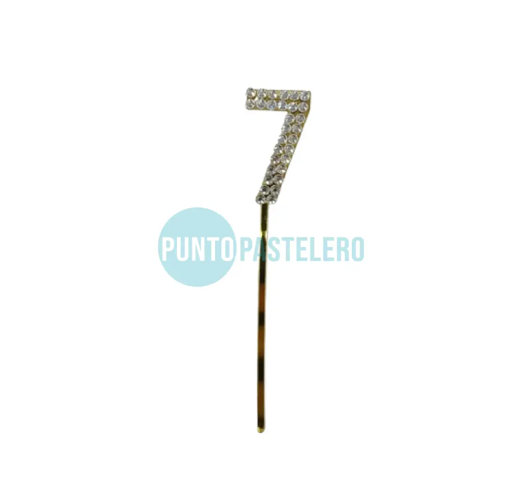 PINCHE ACRILICO NUMERO CON STRASS N°7