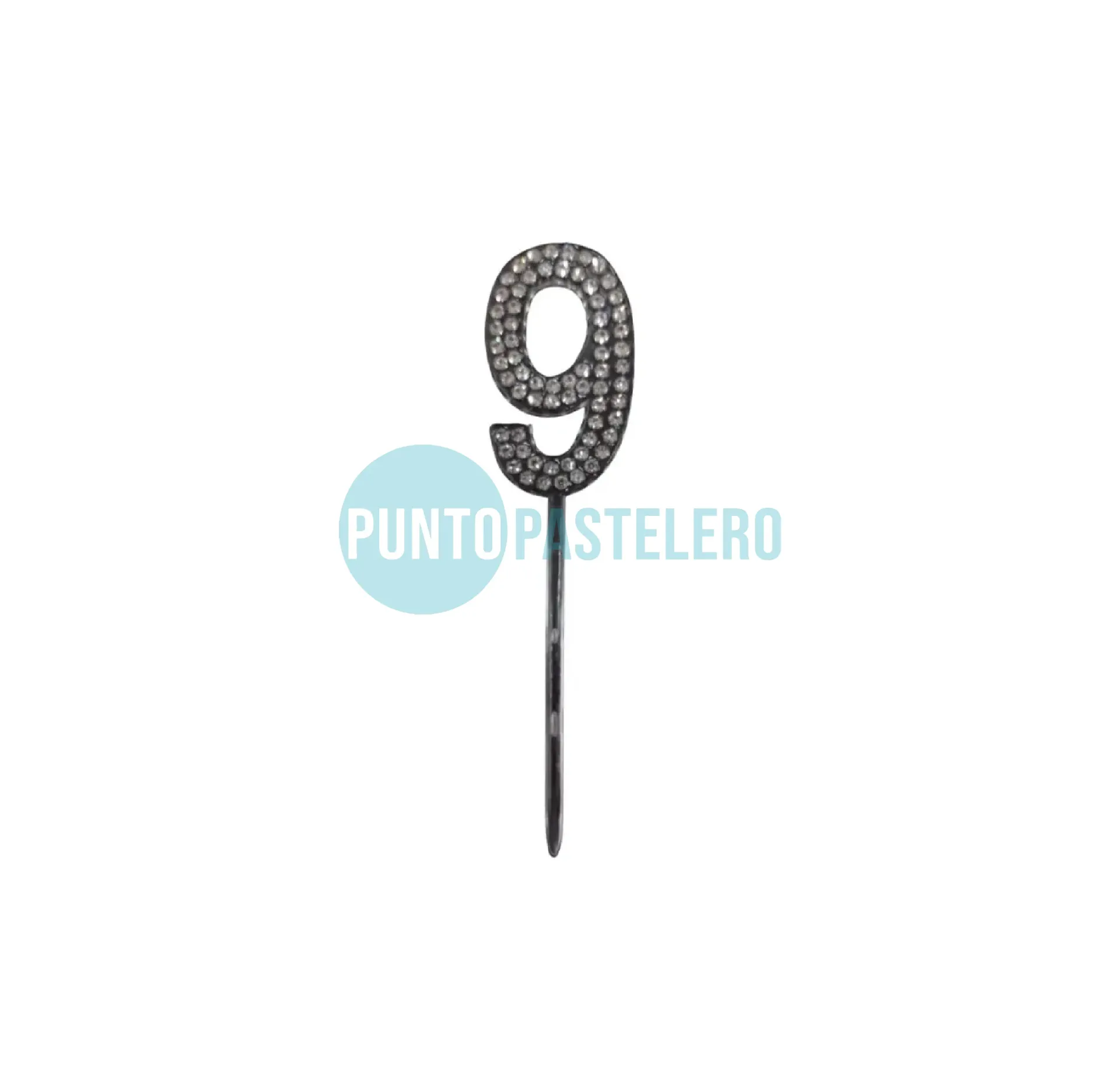 [JEFO3059] PINCHE ACRILICO NUMERO CON STRASS (N°9) (PLATA)