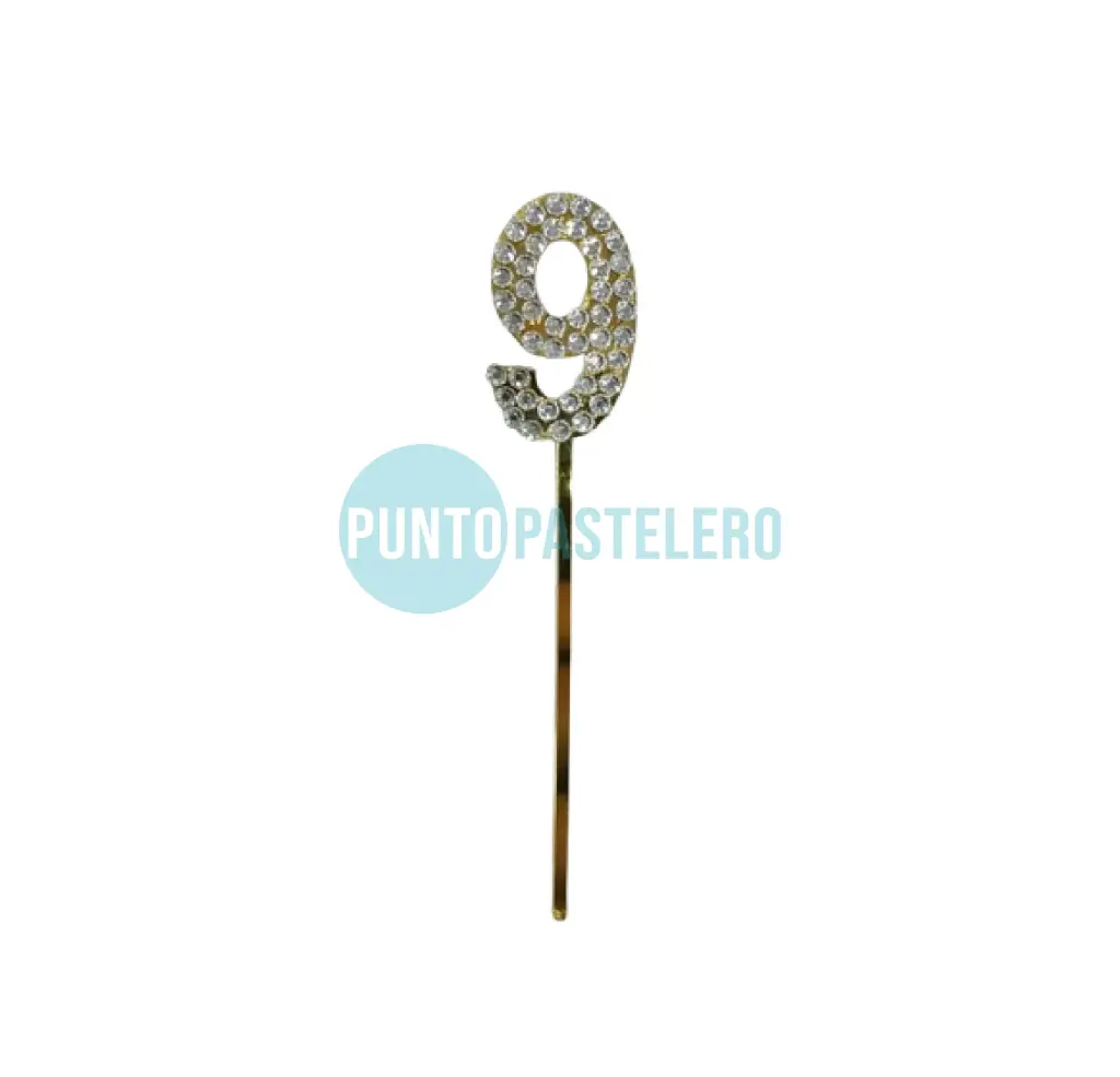 PINCHE ACRILICO NUMERO CON STRASS (N°9)