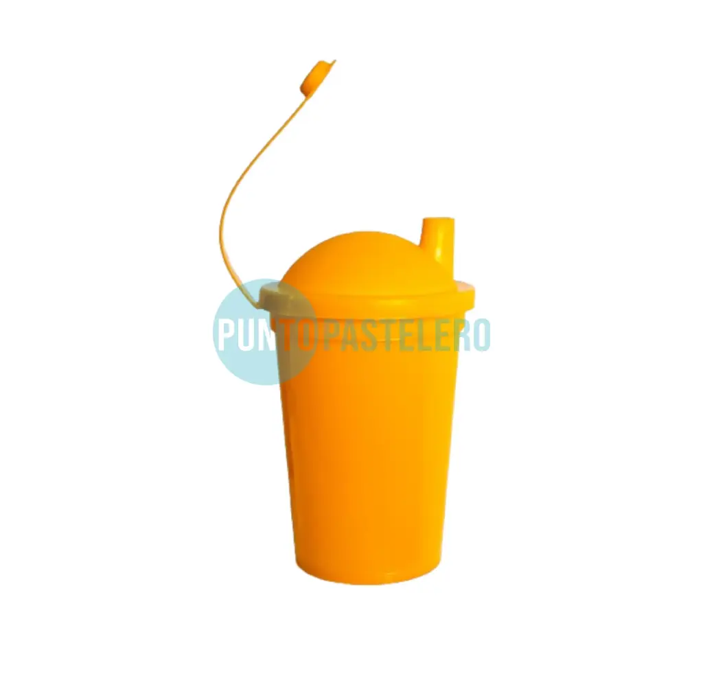 VASO PLASTICO MILKSHAKE CON PICO (AMARILLO) (330 ML.)