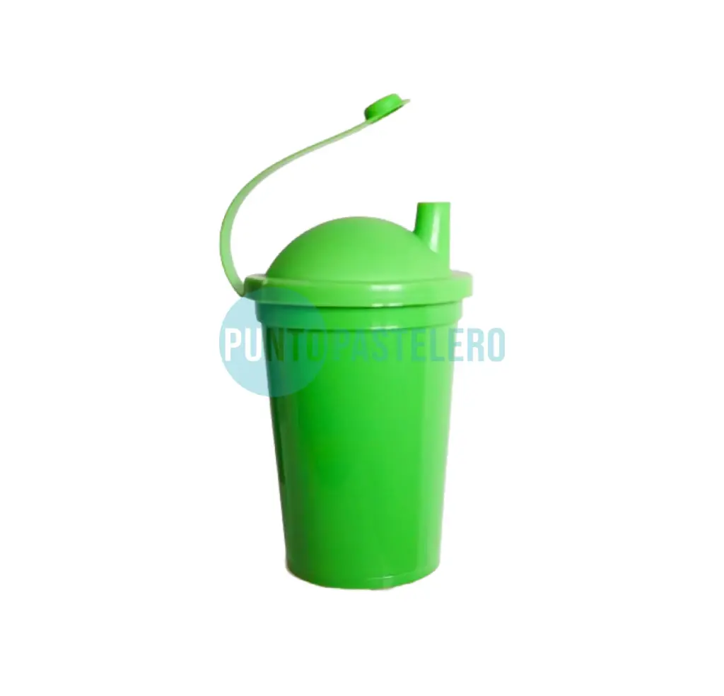 VASO PLASTICO MILKSHAKE CON PICO (VERDE) (330 ML.)