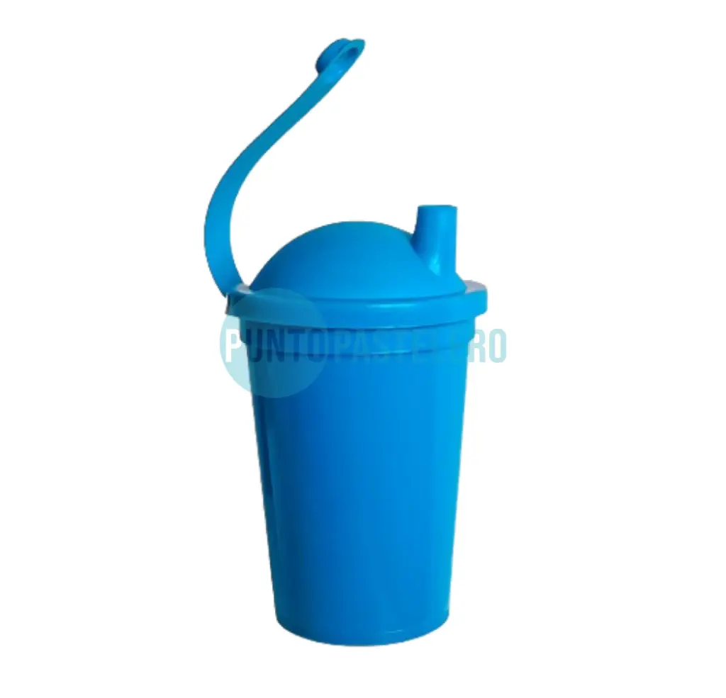 VASO PLASTICO MILKSHAKE CON PICO (TURQUESA) (330 ML.)