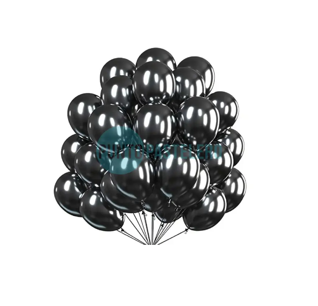 GLOBO BALLONS CROMADO 12" NEGRO (X 50 U.)