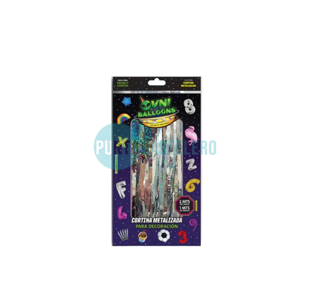 CORTINA METALIZADA LASER PLATA FOIL FRINGE (1 X 2 MT.)