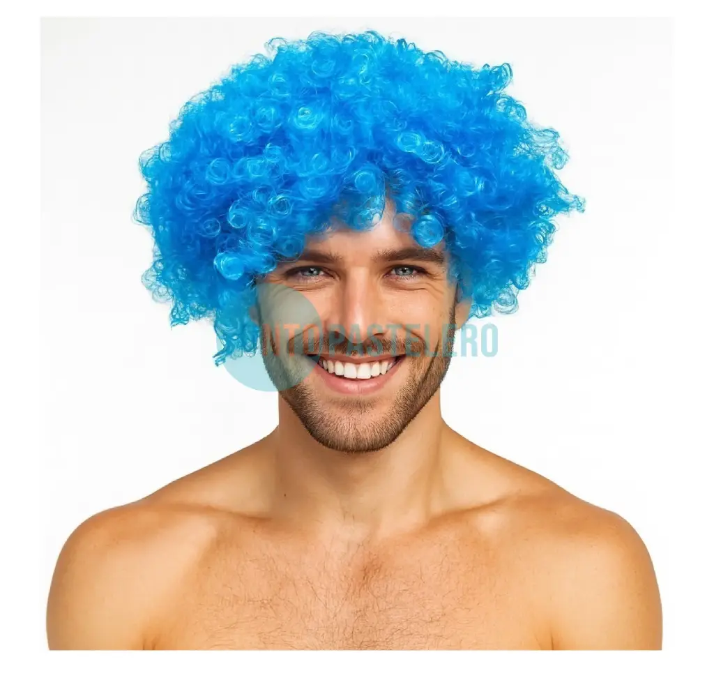 [6929323140320] PELUCA PAYASO PREMIUM CELESTE