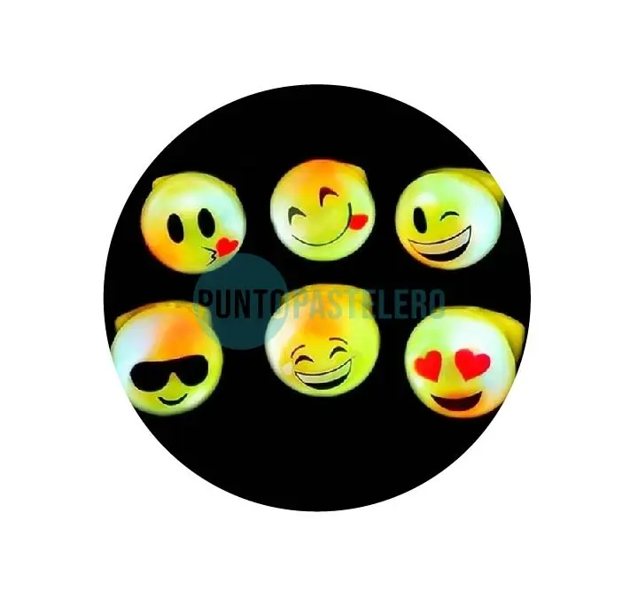 ANILLO LED SILICONA CARITAS SMILEY SURTIDAS (X 36 U.)