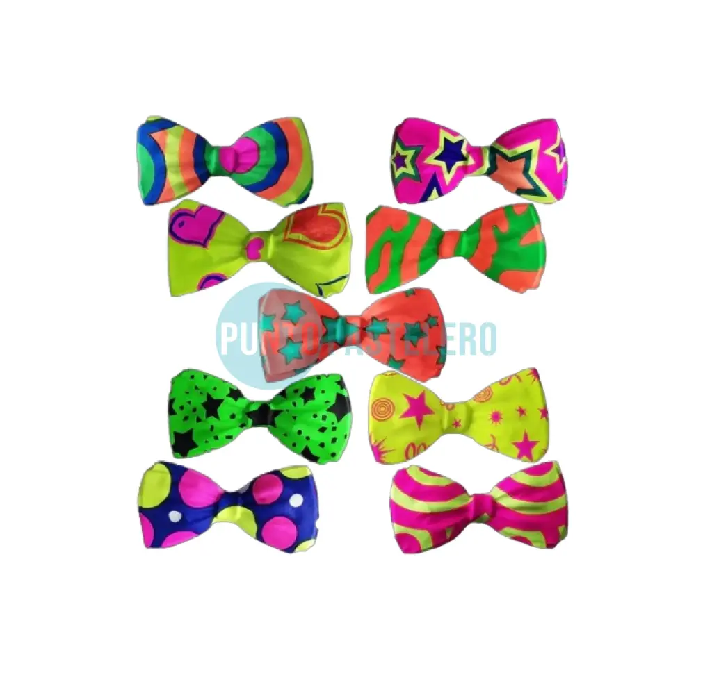 MOÑO IMPRESO PLASTICO FLUO ESTAMPADO (X 12 U.)