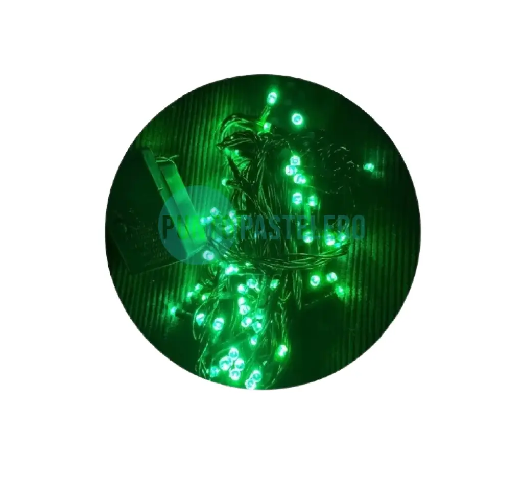GUIRNALDA LED 100 LUCES 10M 8 SECUENCIAS 220V (VERDE)
