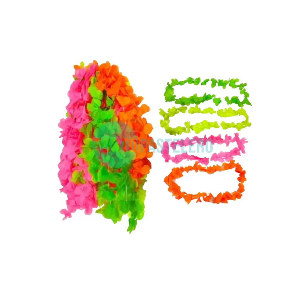 COLLAR HAWAIANO TROPICAL FLUO COLORES SURTIDOS (X 12 U. )