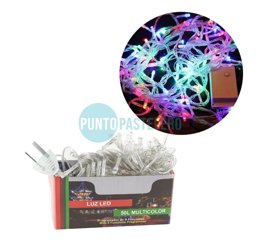 [6938025251180] GUIRNALDA LED 50 LUCES 220V (MULTICOLOR)