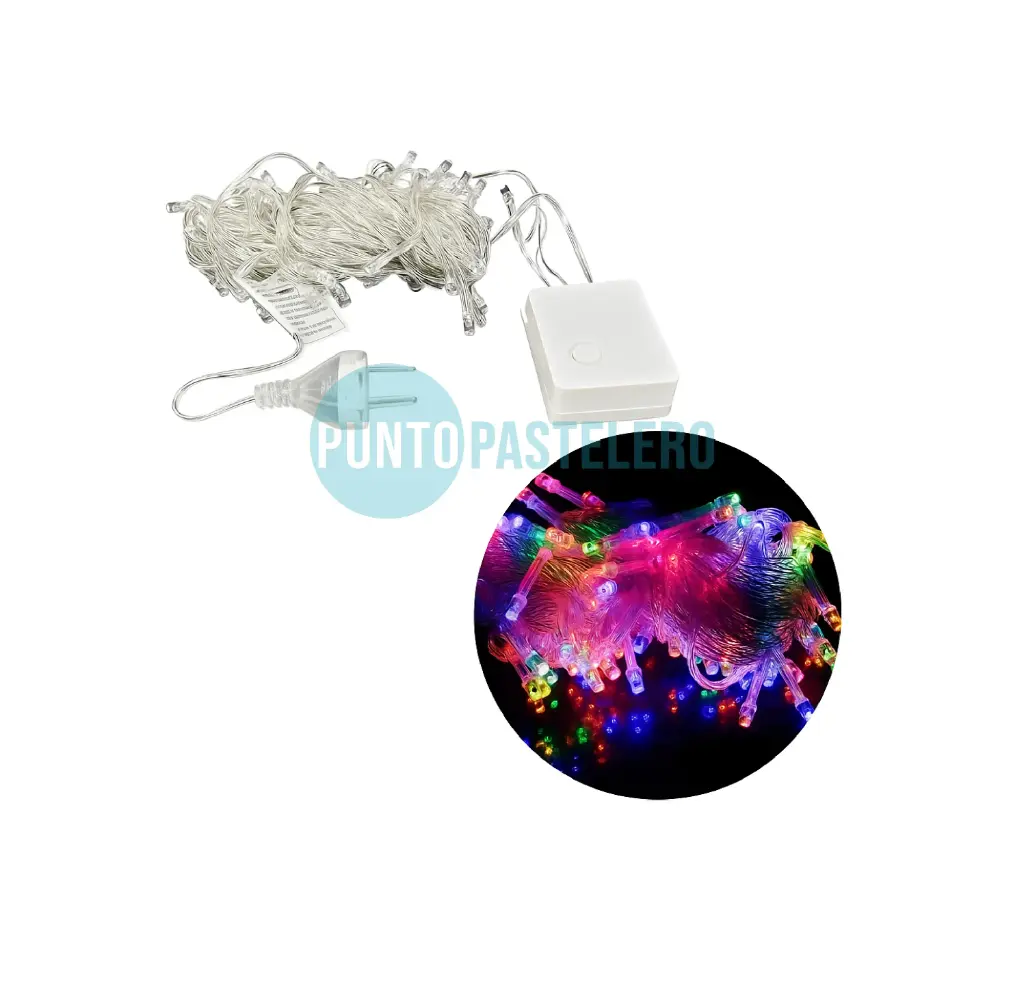 GUIRNALDA 100 LUCES ARROZ CABLE BLANCO 220V (MULTICOLOR)