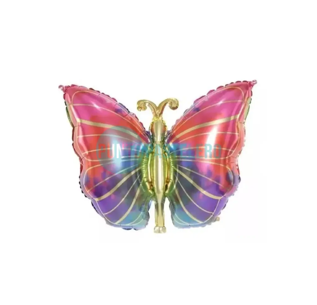 GLOBO METALIZADO MARIPOSA DORADO Y MULTICOLOR (70 CM) [17-1]