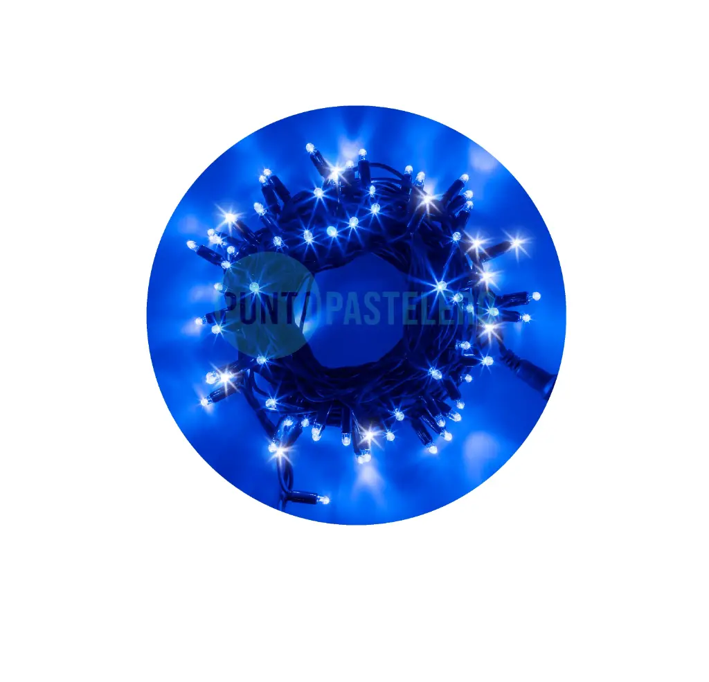 [6925336946263] GUIRNALDA LED 100 LUCES CABLE VERDE 220V (AZUL)