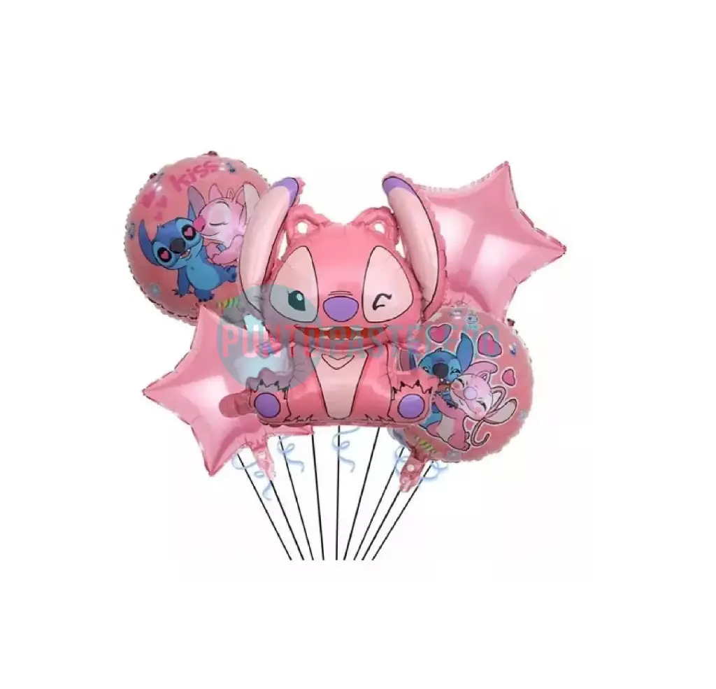 SET DE GLOBOS LILO Y STITCH ANGELA (5 PZ)