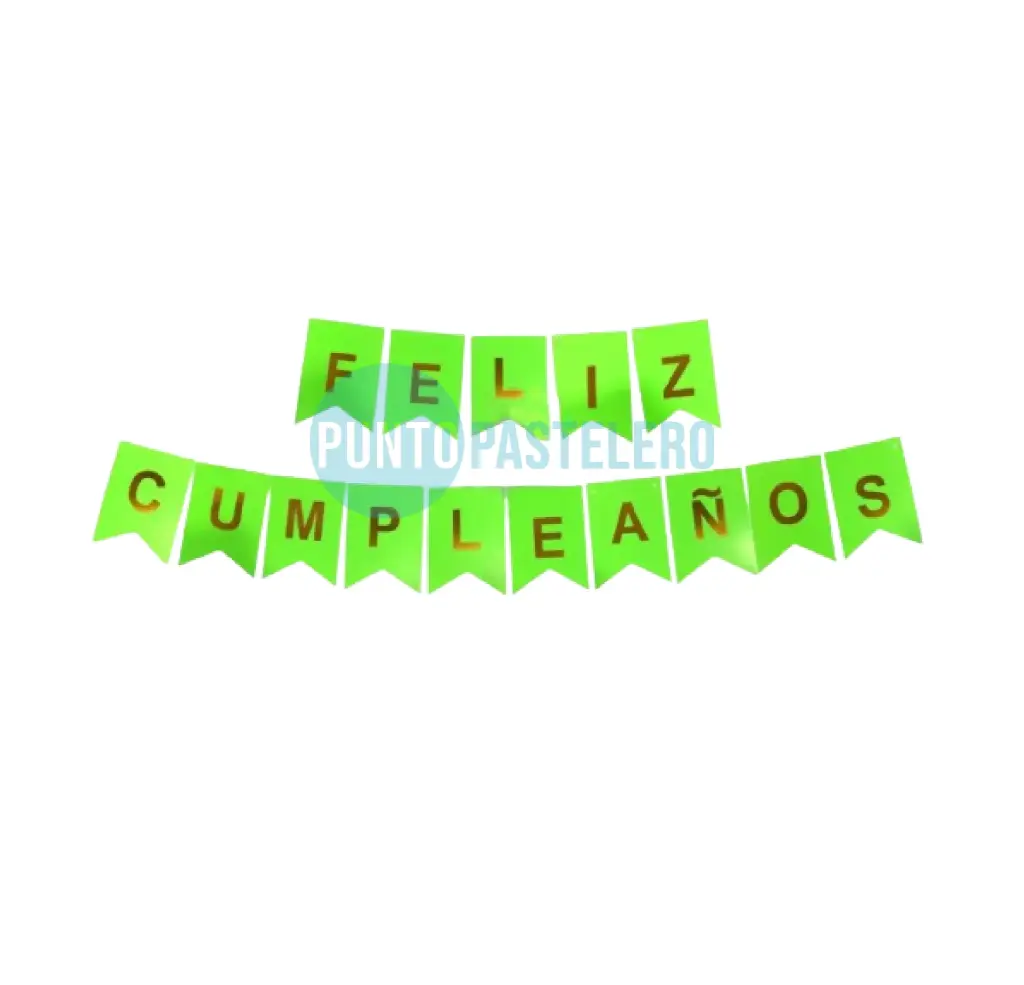 BANDERIN FELIZ CUMPLEAÑOS VERDE FLUO