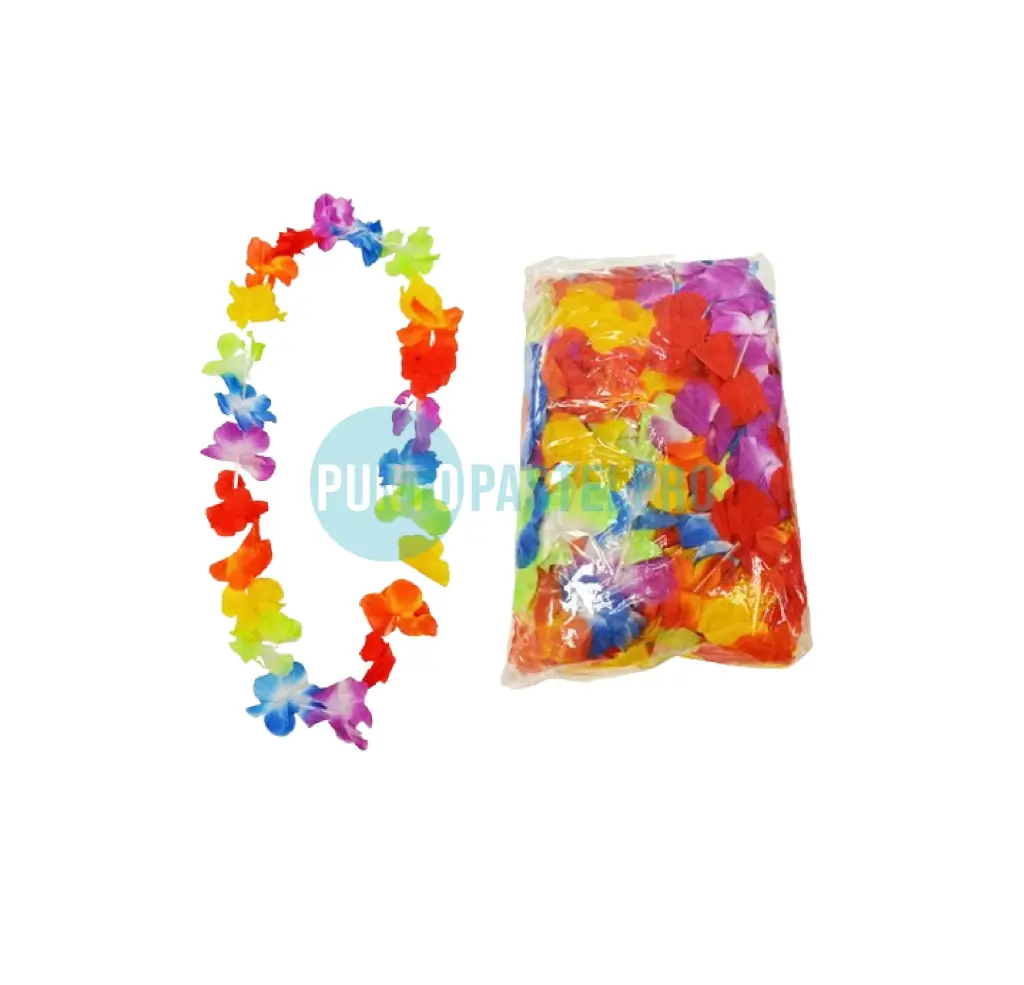 COLLAR HAWAIANO TROPICAL FLUO PASTEL (COLORES SURTIDOS) (X 12 U.)