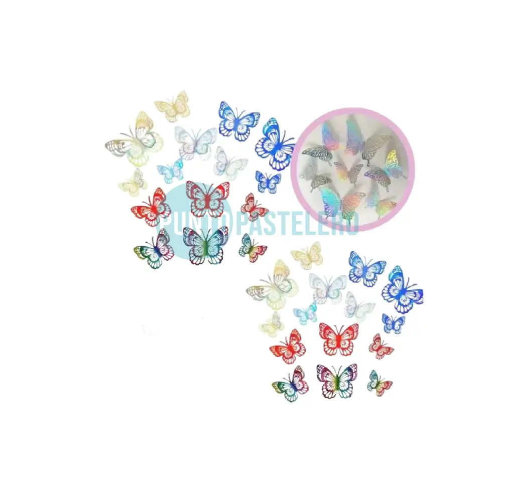 MARIPOSAS GIBREADA DOBLE TORNASOL (6 U.) (COLORES SURTIDOS)