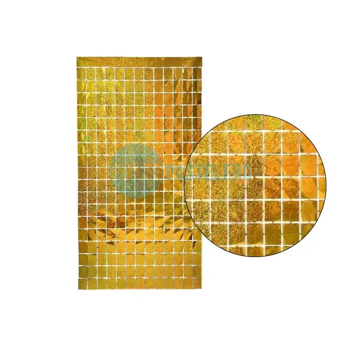 CORTINA METALIZADA BRICK WALL LASER DORADO (1 X 2 MT.)