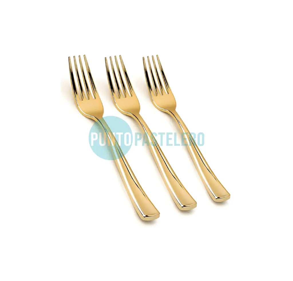 TENEDOR DORADO MINI 11 CM PARA SNACK (X 25 U.)