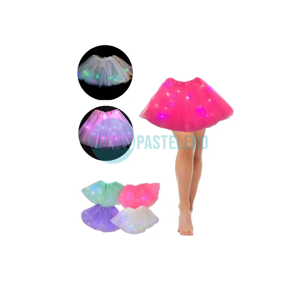 TUTU 3 CAPAS CON LUZ 30 CM (COLORES VARIOS)