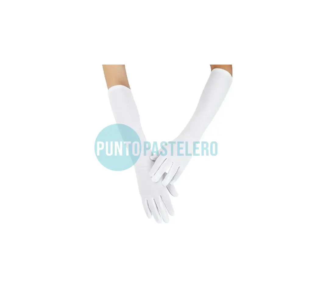 GUANTES LARGOS DE LYCRA BLANCOS (40 CM)