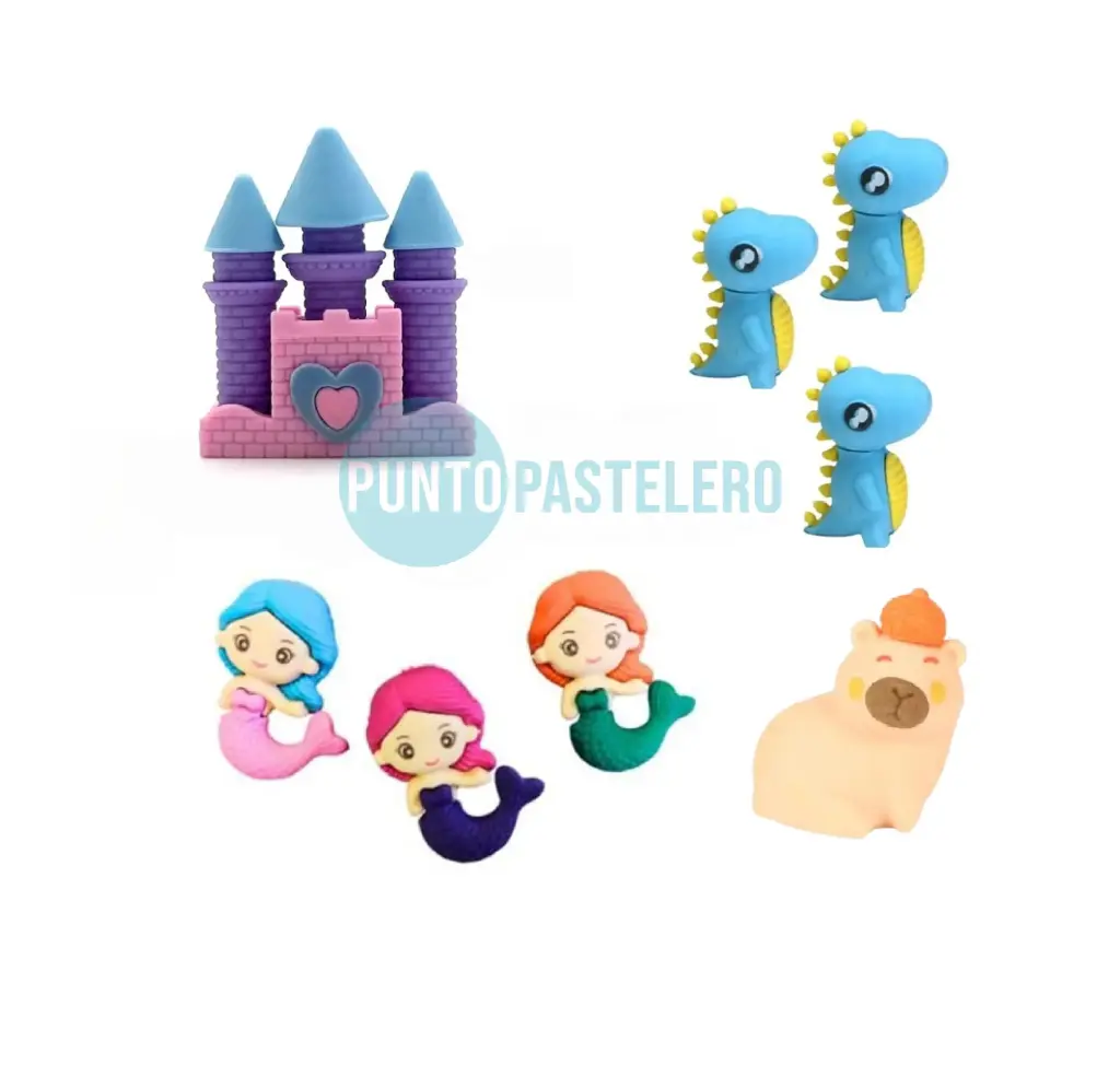 SOUVENIR SIRENA-DINO-CASTILLO-CAPIBARAS GOMA PARA BORRAR (X U.)