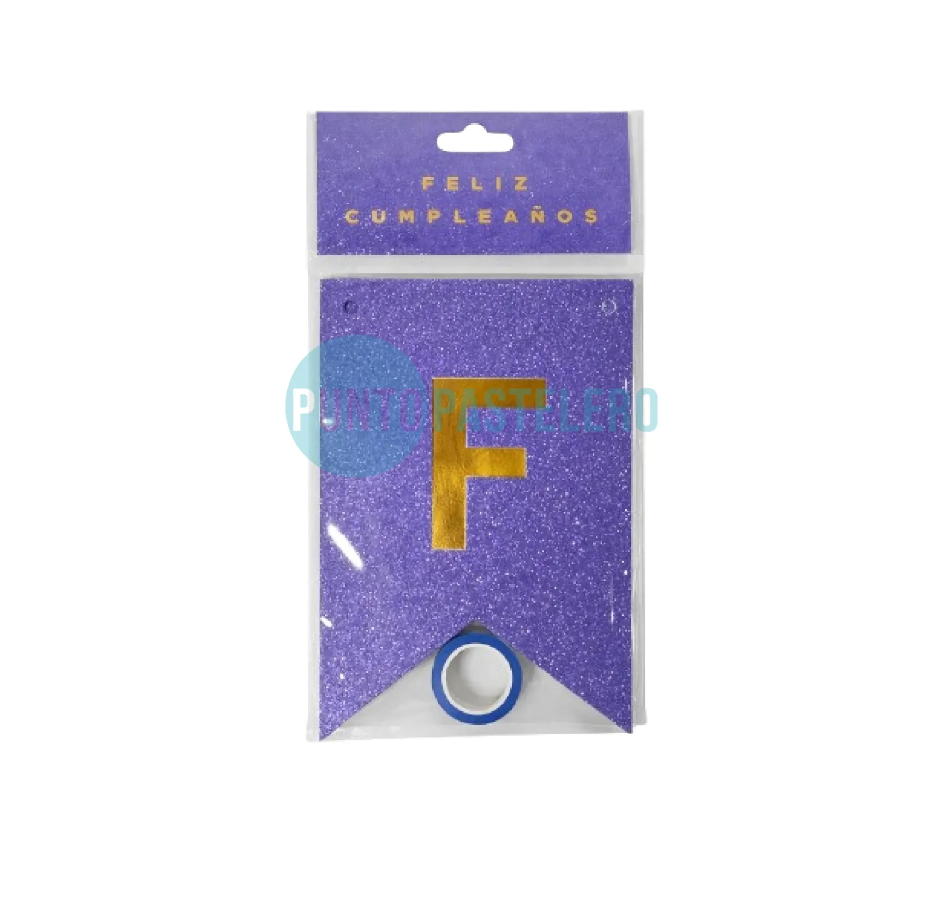 BANDERIN FELIZ CUMPLEAÑOS GLITTER LAVANDA