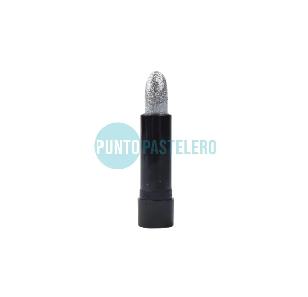[7798134935406] MAQUILLAJE ARTISTICO EN BARRA LABIAL (PLATA GLITTER)