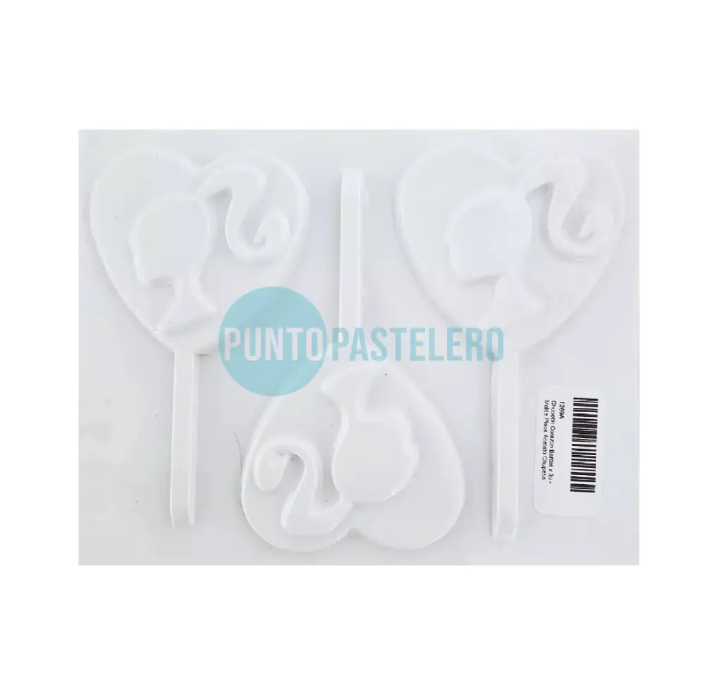 PLACA PARA CHUPETIN CORAZON MUÑECA ROSA BARBIE N°1289A PLASTICHOK [B2]