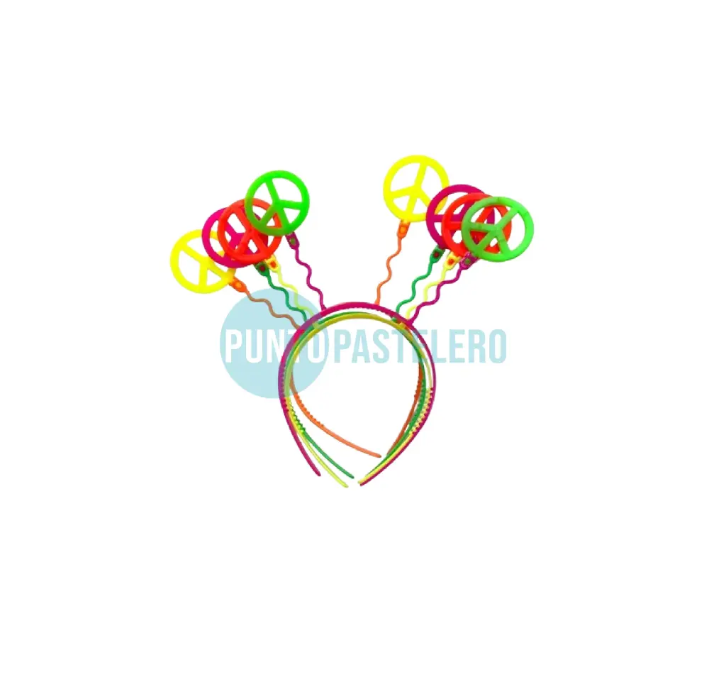 VINCHA PLASTICA FLUO SIMBOLO DE LA PAZ (4 U.)