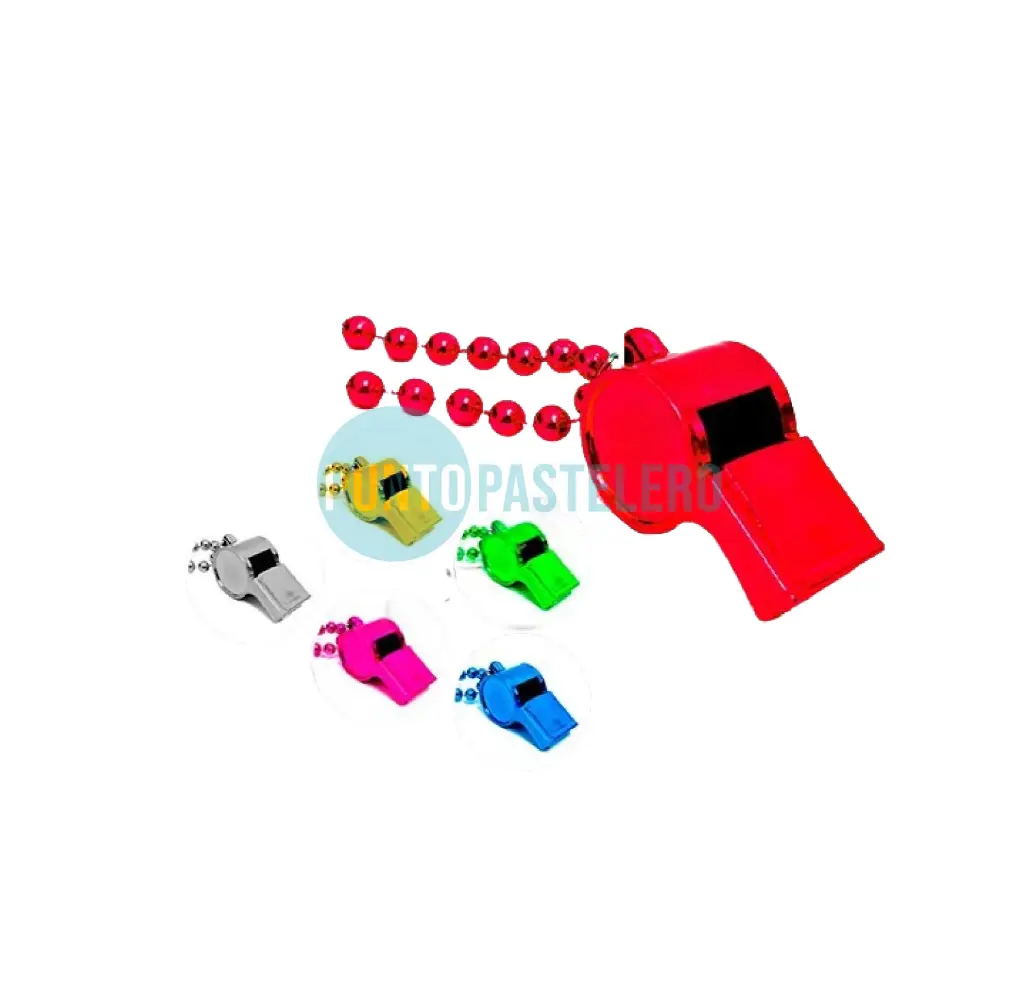 COLLAR METALIZADO CON SILBATO SURTIDOS (X 6 U.)