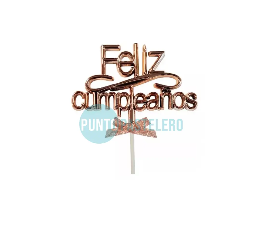 ADORNO PINCHE FELIZ CUMPLEAÑOS ROSA GOLD PARTY TIME