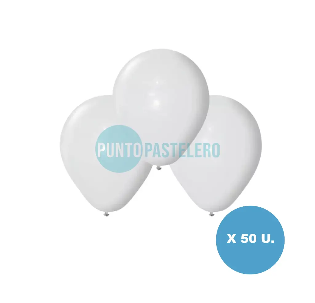 PACK GLOBO FIESTA LOCA BLANCO 9" (X 50 U.)