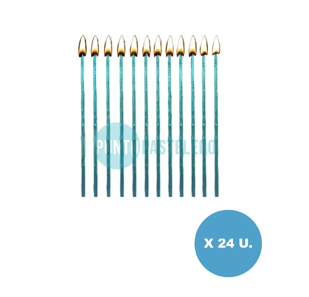 PACK VELA FINITA BICHITO DE LUZ CELESTE 15 CM (X 24 U.)