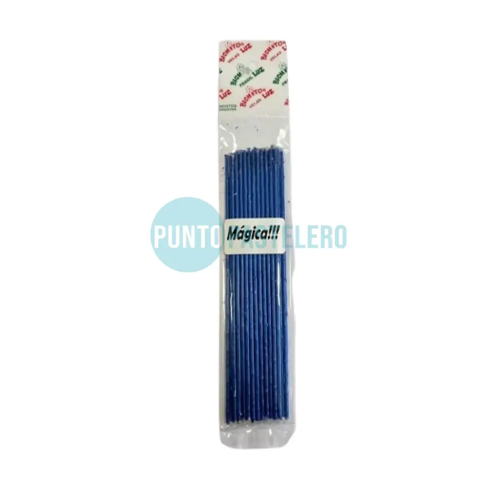 PACK VELA FINITA BICHITO DE LUZ AZUL 15 CM (X 24 U.)
