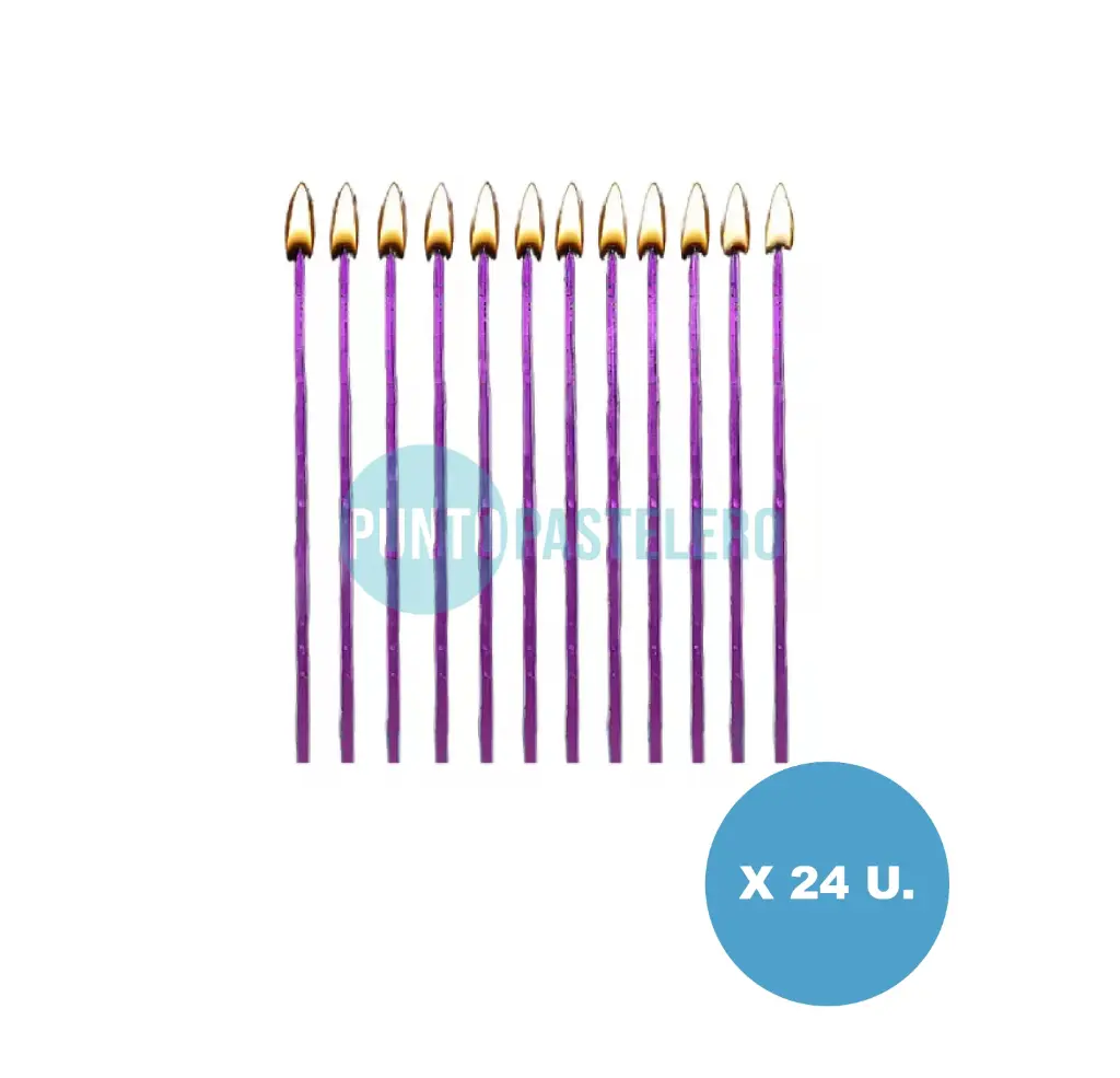 PACK VELA FINITA BICHITO DE LUZ LILA 15 CM (X 24 U.)