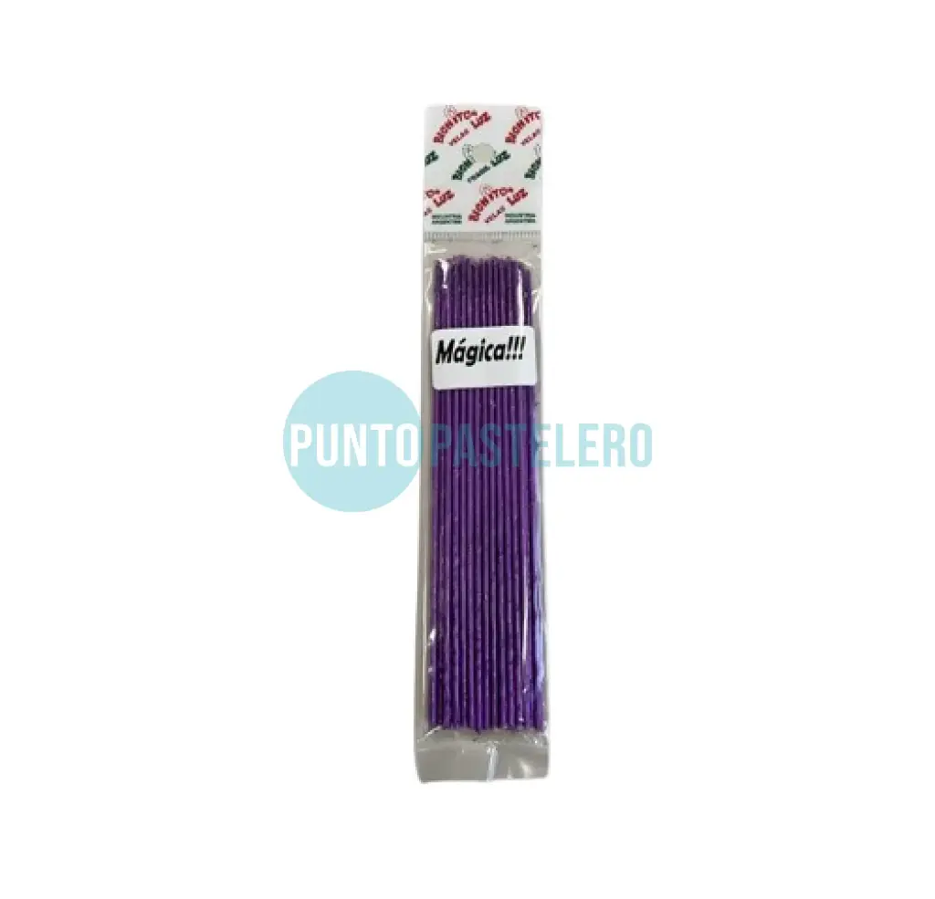 PACK VELA FINITA BICHITO DE LUZ VIOLETA 15 CM (X 24 U.)