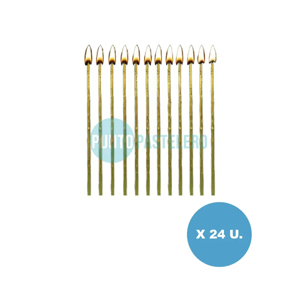 PACK VELA FINITA BICHITO DE LUZ DORADA 15 CM (X 24 U.)