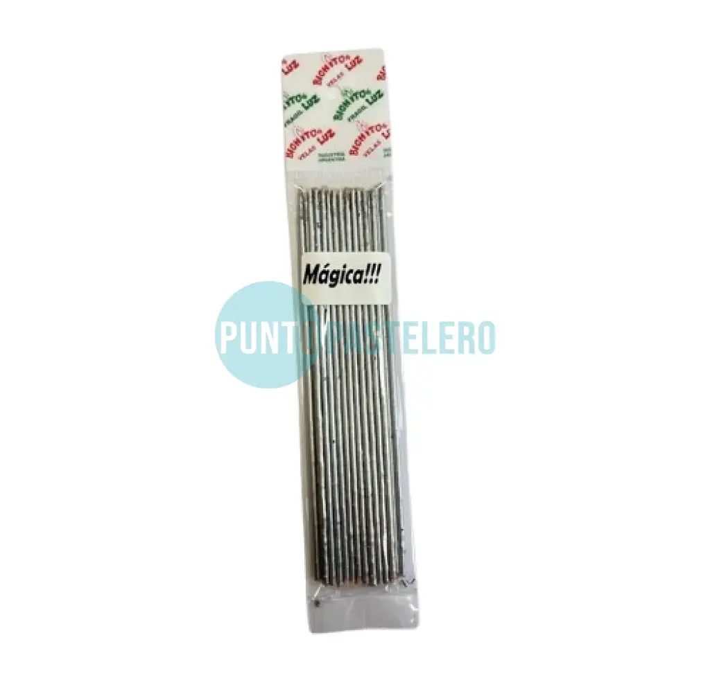 [7798067791247] PACK VELA FINITA BICHITO DE LUZ PLATA 15 CM (X 24 U.)