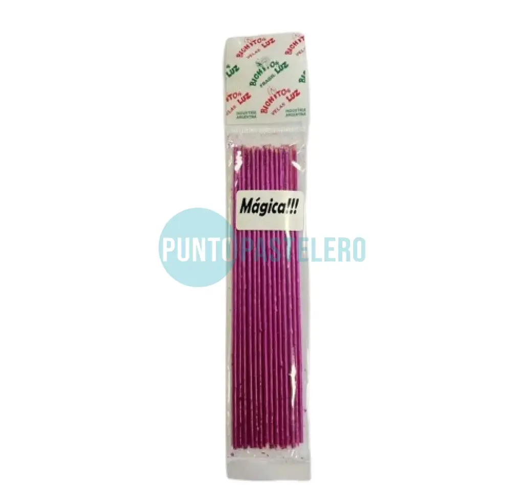 PACK VELA FINITA BICHITO DE LUZ FUCSIA 15 CM (X 24 U.)