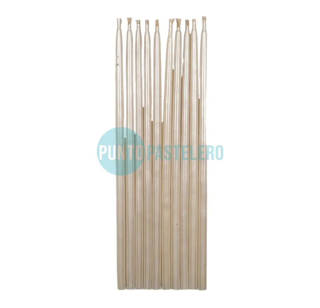 PACK VELA PERLADA 15 CM BLANCA (X 10 U.)