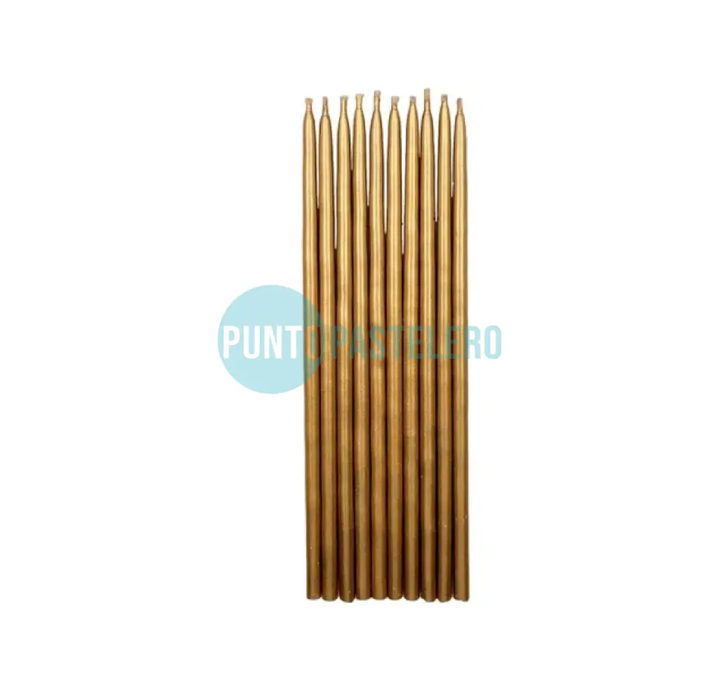 [7798067792770] PACK VELA PERLADA 15 CM DORADA (X 10 U.)