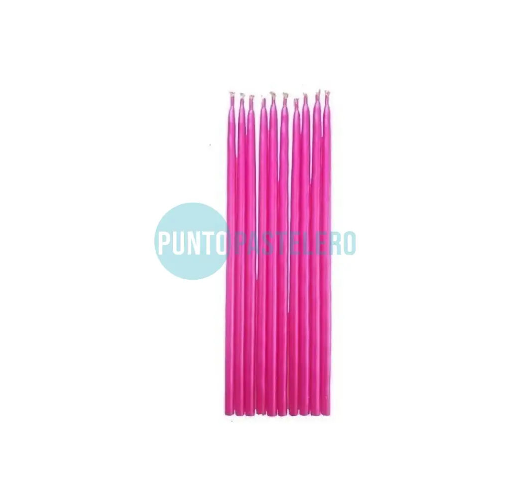[7798067792800] PACK VELA PERLADA 15 CM FUCSIA (X 10 U.)