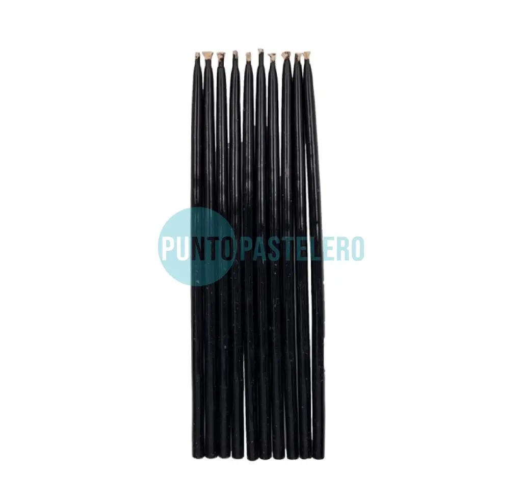 PACK VELA PERLADA 15 CM NEGRO (X 10 U.)