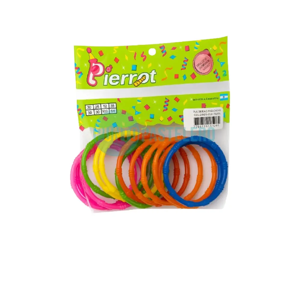 [7798126171690] PULSERAS TRENZADAS COLORES SURTIDOS PIERROT (12 U.)